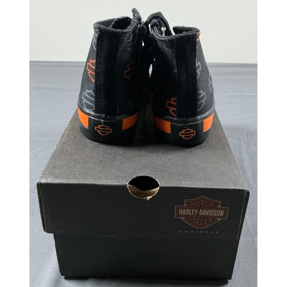Harley-Davidson Nathan Kids Black Orange Logo High Top Sneakers D61027 Size 11 - Picture 3 of 9